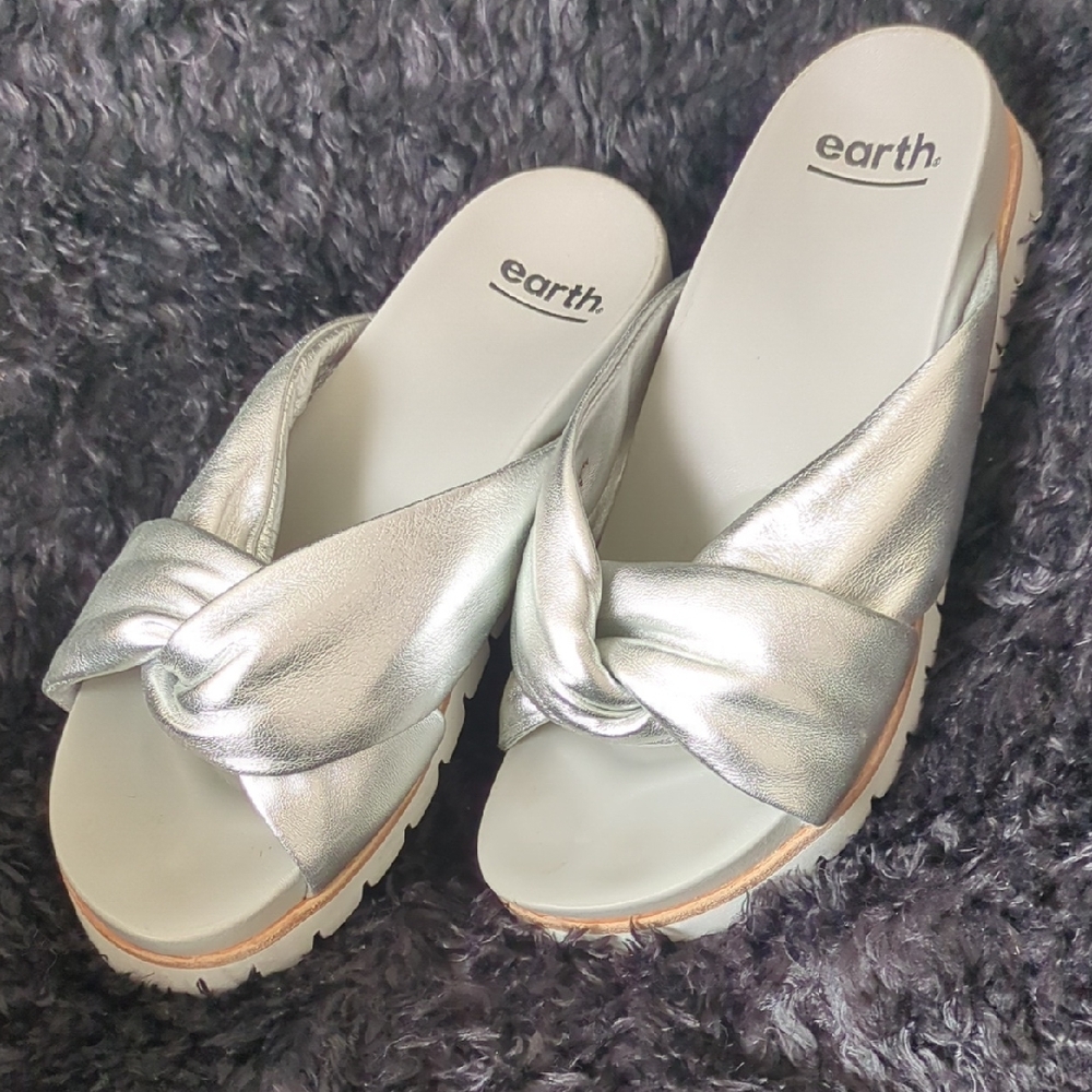 Earth Women's Metallic Slide Sandals